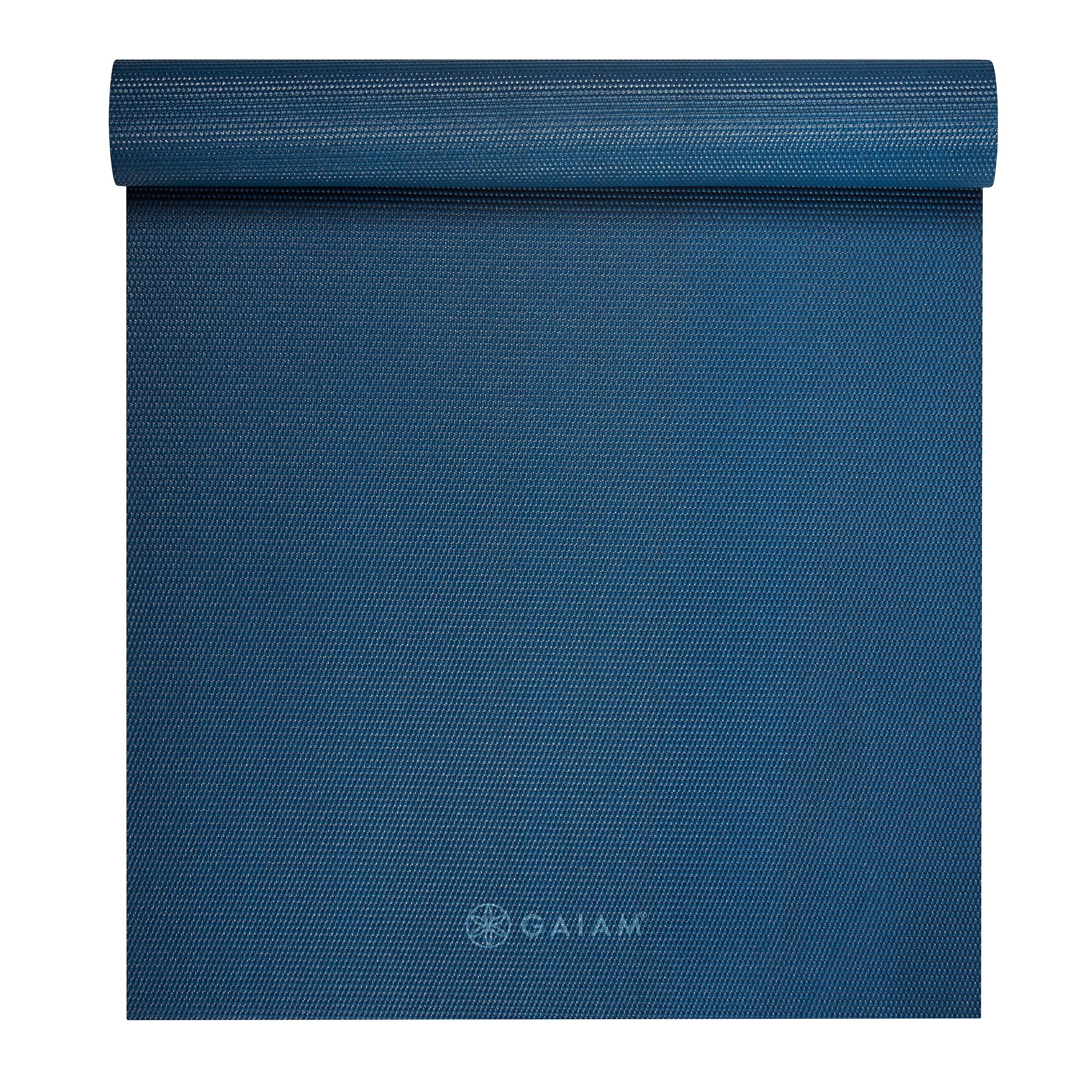 Gaiam Classic Solid Color Yoga Mat (5mm) Indigo Ink top rolled